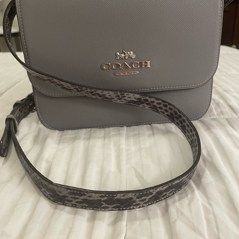 Coach Crossbody Bag in Gray and Snakeskin Detail